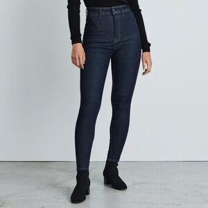 Everlane High Rise Authentic Stretch Dark Wash Denim Jeans Size‎ 28 Tall